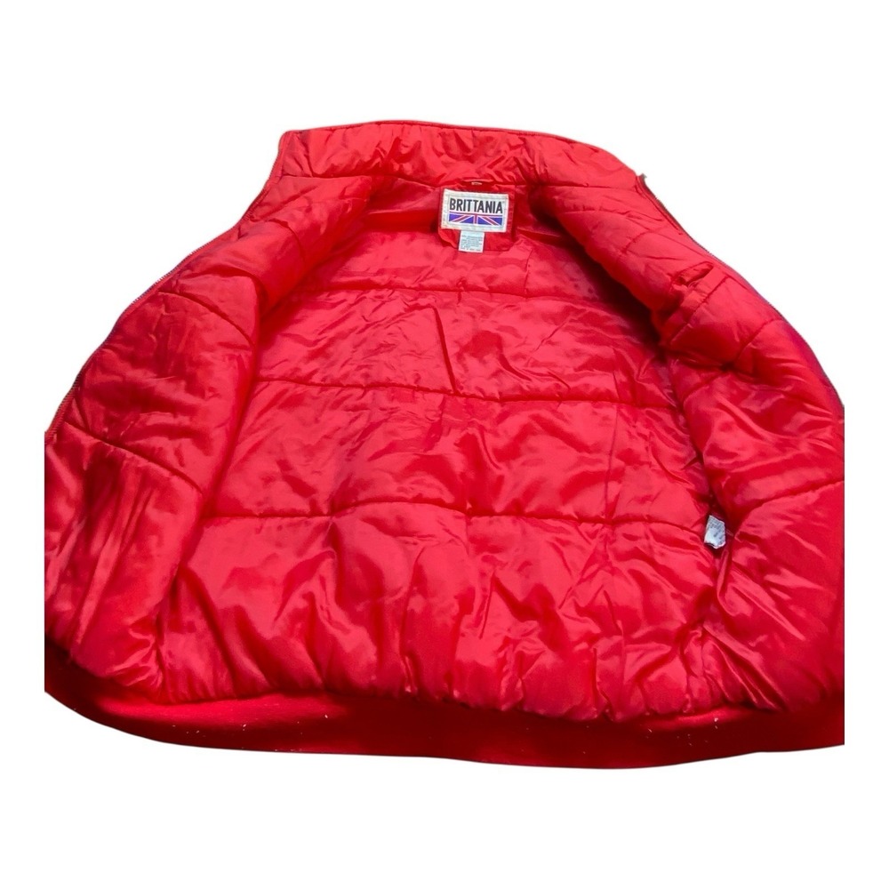 VTG 90s Brittania Bomber Jacket Puffer Men's XL Red Blue Puffy Retro Full Zip - Picture 7 of 11